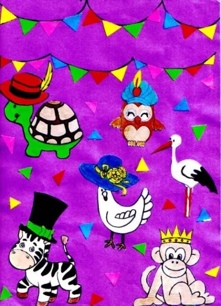 Ilustracin del Cuento Infantil El desfile de sombreros