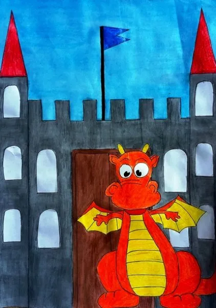 Ilustracin del Cuento Infantil El dragoncito Juancito.