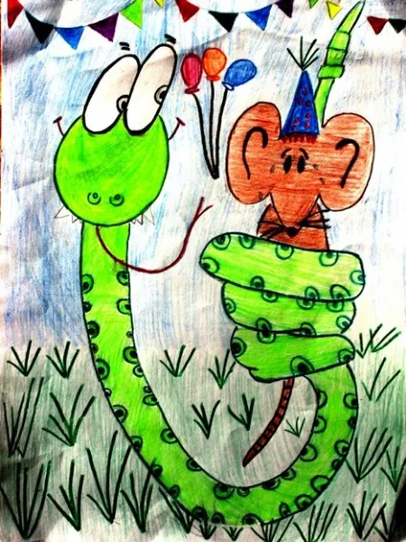 Ilustracin del Cuento Infantil El ratn y la serpiente