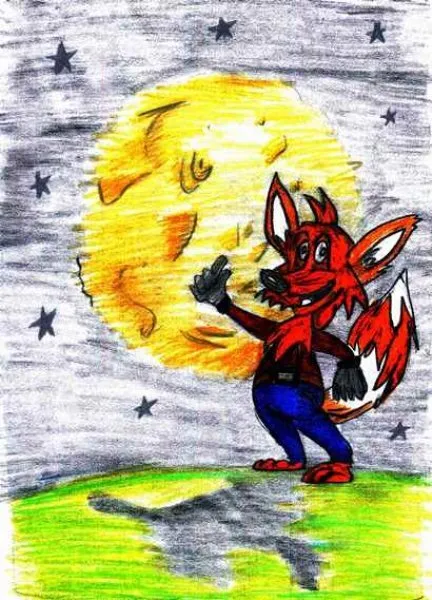 Ilustracin del Cuento Infantil El viaje del zorro a la luna