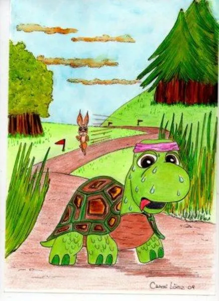 Ilustracin del Cuento Infantil La Liebre y la Tortuga