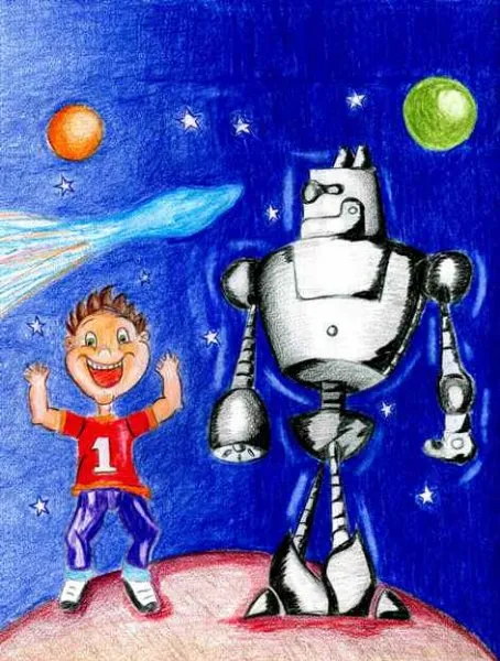 El niño robot y el cometa Flamboyer